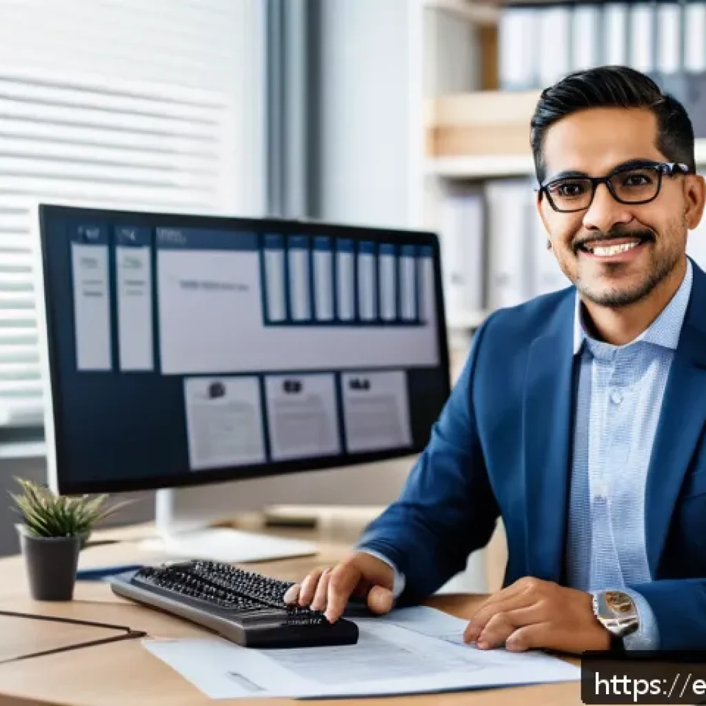공인노무사 자격증의 가성비 - A professional office scene showing a confident Hispanic male labor manager wearing business casual ...